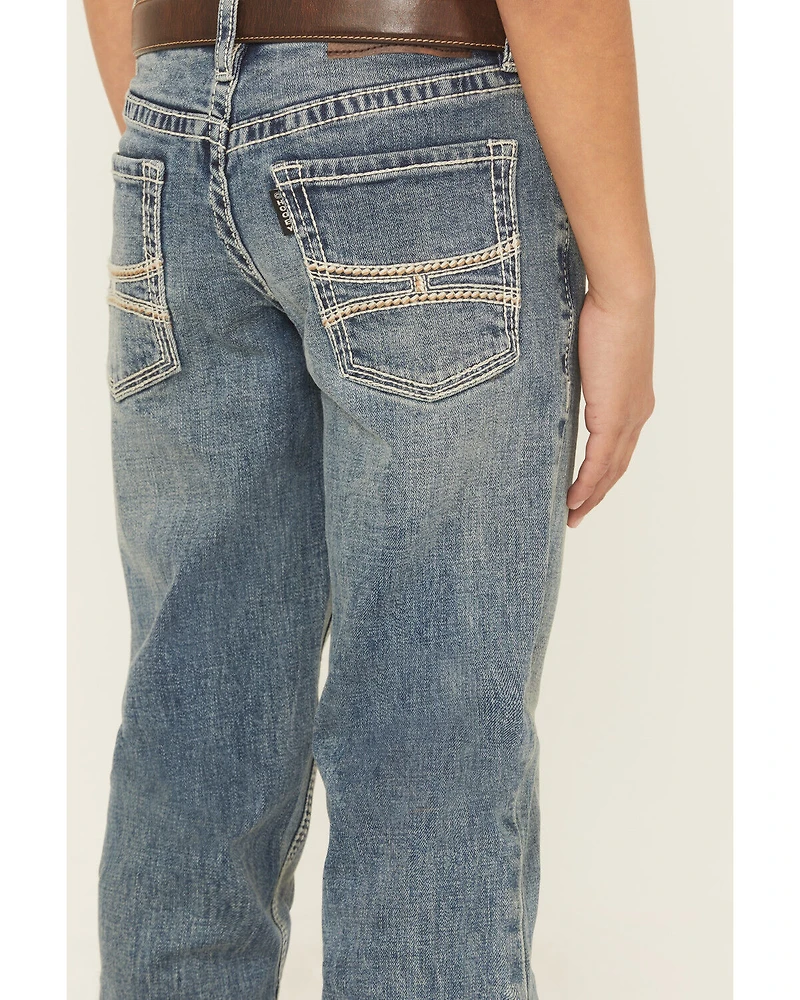 Hooey X Rock & Roll Denim Boys' Medium Wash Step Bootcut Stretch Jeans