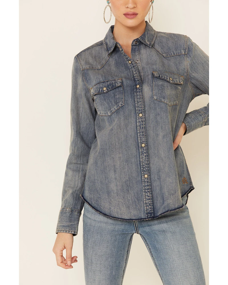 STS Ranchwear Women's Claira Denim Long Sleeve Pearl Snap Western Shirt