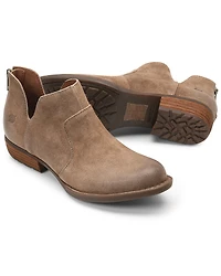 Born Women's Distressed Taupe Kerri Full-Grain Fashion Bootie - Round Toe