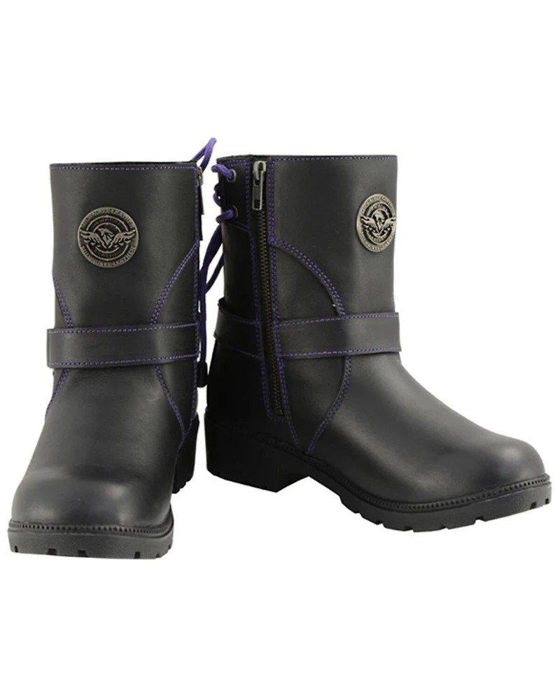 Milwaukee Leather Women's Harness Zip-Up Motorcycle Boots