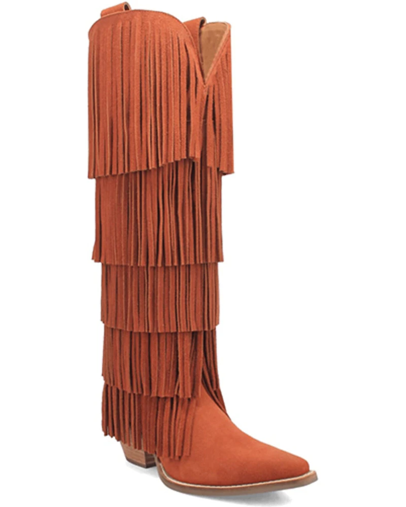 Dingo Women's Wild Child Suede Fringe Tall Western Boots - Snip Toe