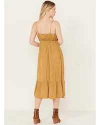 Mystree Women's Satin Ruffle Cami Midi Dress