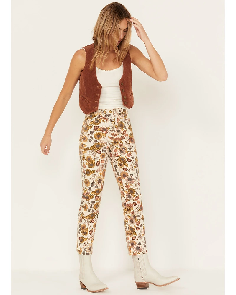 Cleo + Wolf Women's Country Garden Floral Print High Rise Bootcut Jeans