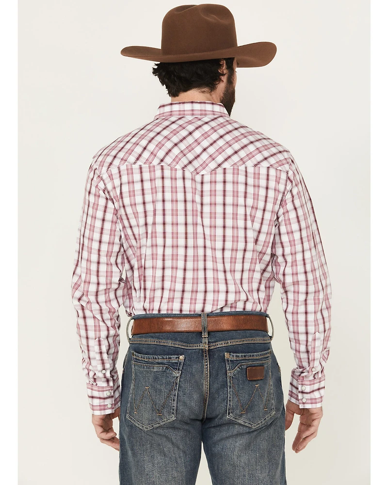 Wrangler Men's 20X Plaid Print Long Sleeve Button-Down Stretch Western Shirt