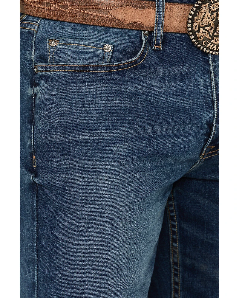 DEVIL-DOG Dungarees Men's Ash Medium Wash Bootcut Performance Stretch Denim Jeans