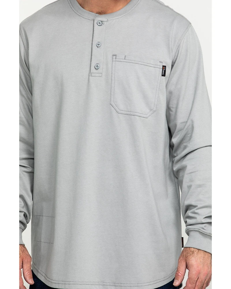 Hawx Men's FR Pocket Henley Long Sleeve Work Shirt - Tall