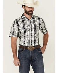 RANK 45® Men's Buffalo Southwestern Striped Print Short Sleeve Button-Down Stretch Western Shirt