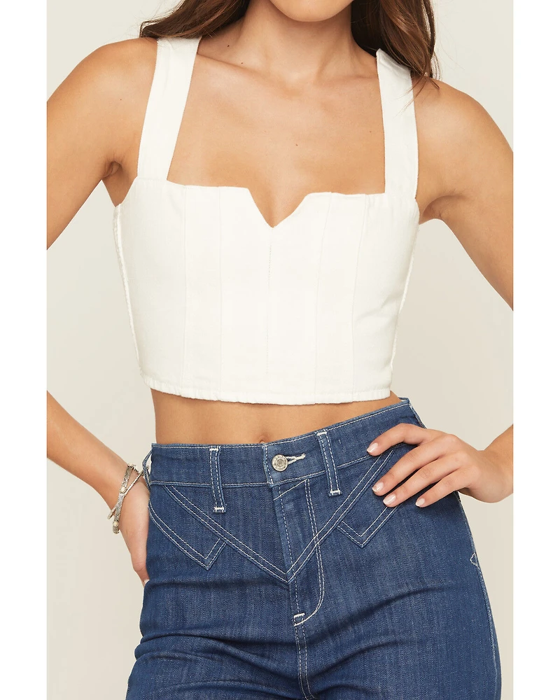 Show Me Your Mumu Women's Crossroads Corset Sleeveless Denim Top