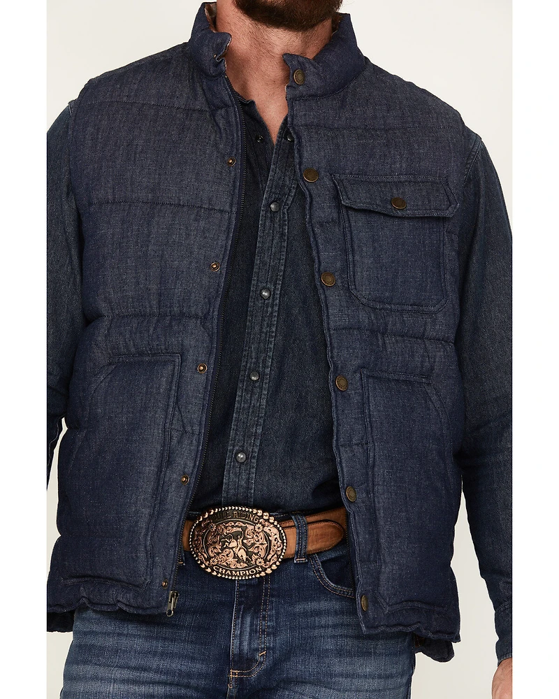 Cody James Men's Dark Wash Denim Puffer Vest