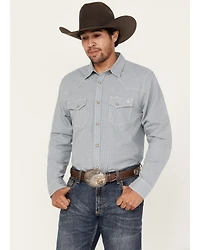 Blue Ranchwear Men's Plaid Print Long Sleeve Western Pearl Snap Shirt