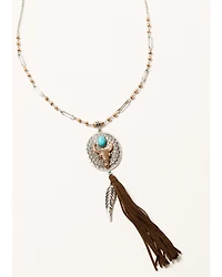 Shyanne Women's Cactus Rose Concho Tassel Necklace