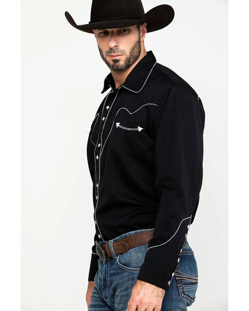 Scully Men's Embroidered Long Sleeve Snap Western Shirt