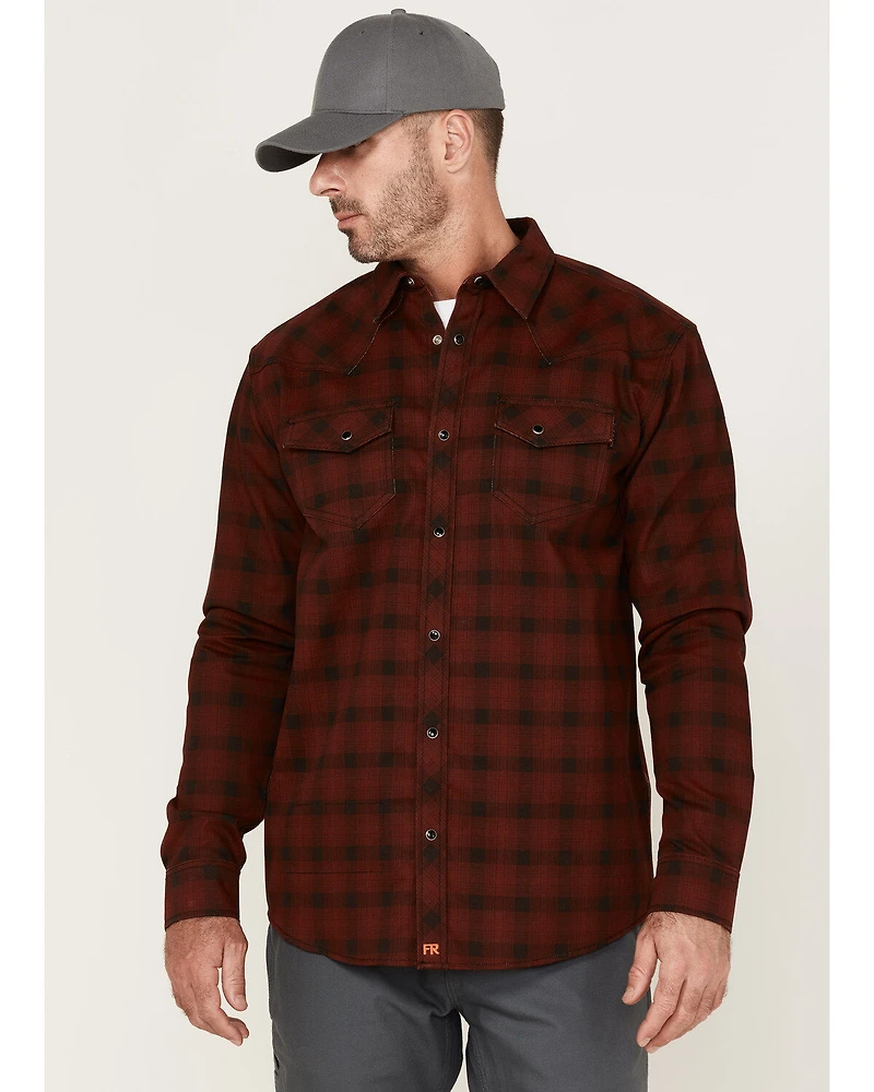 Cody James Men's FR Plaid Print Long Sleeve Snap Work Shirt - Tall
