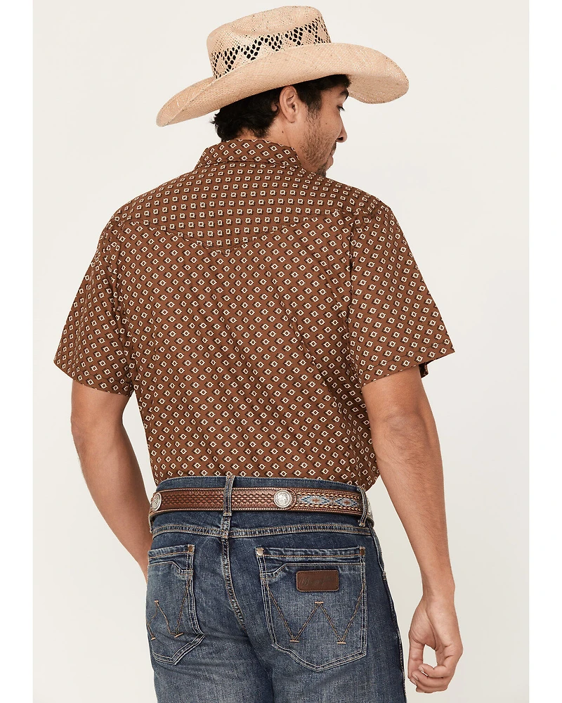 Cody James Men's Rabbit Foot Geo Print Short Sleeve Snap Western Shirt