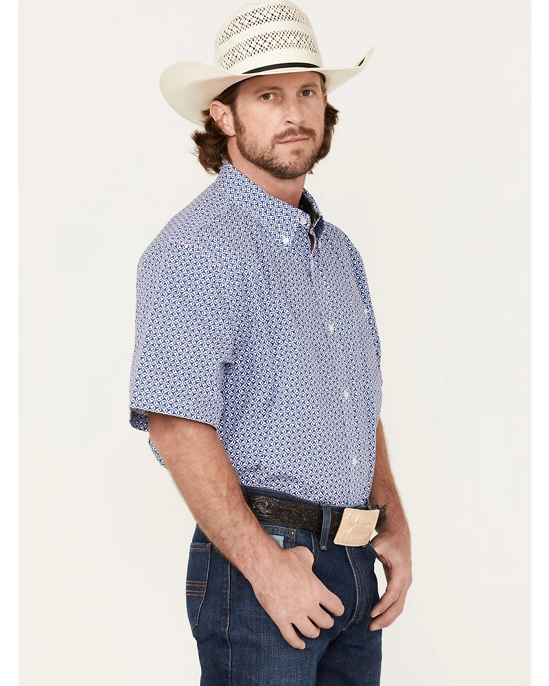 RANK 45® Men's Troubador Geo Print Short Sleeve Button-Down Western Shirt