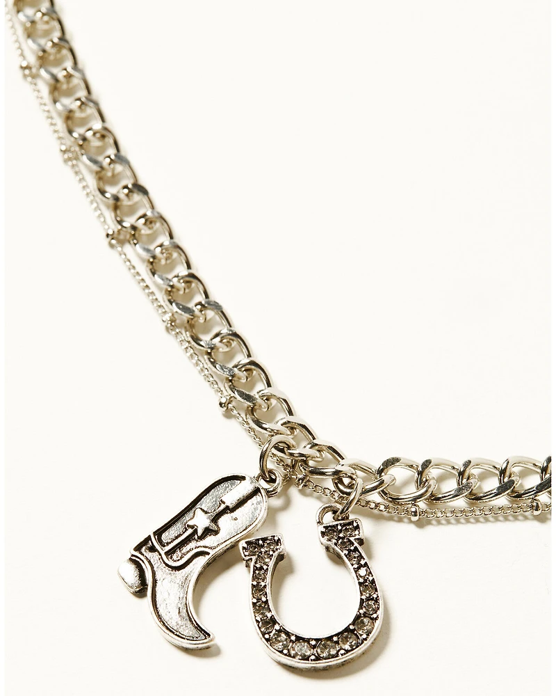 Shyanne Women's Boot and Horseshoe Charm Necklace