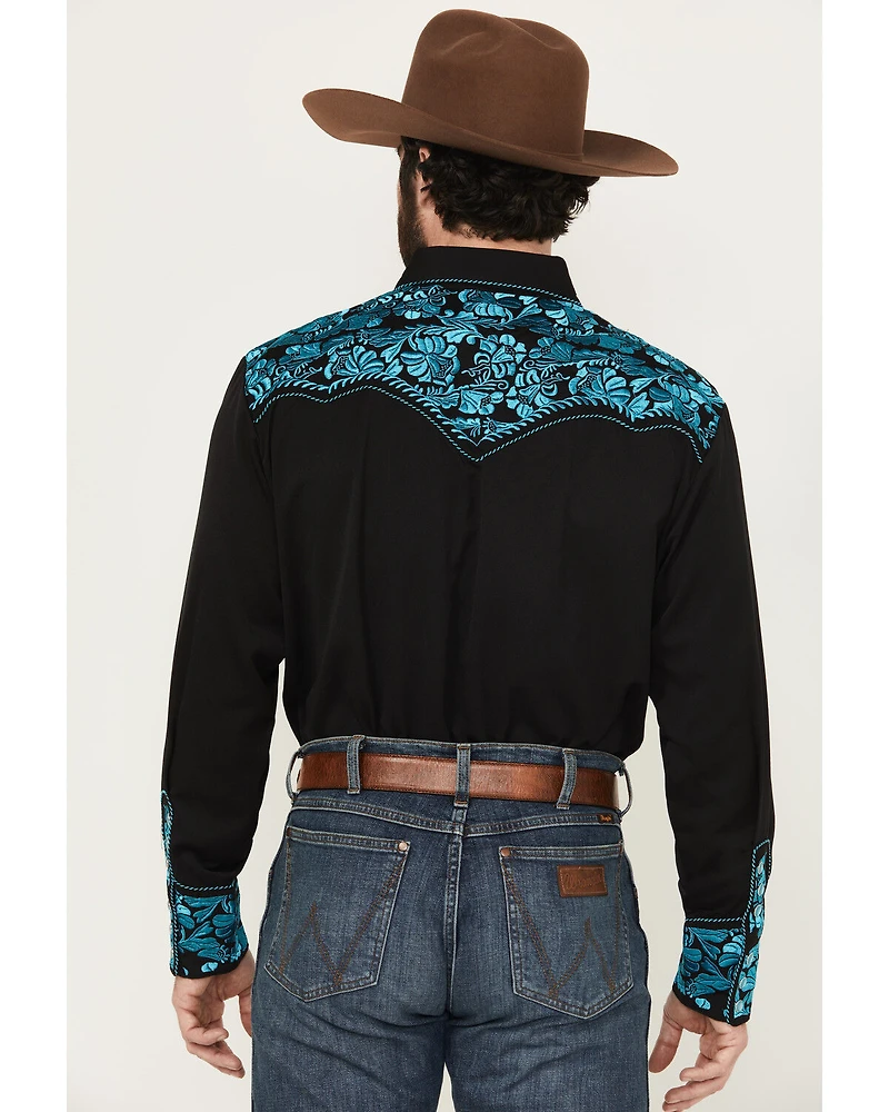 Scully Men's Gunfighter Embroidered Long Sleeve Snap Western Shirt