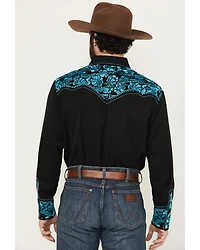 Scully Men's Gunfighter Embroidered Long Sleeve Snap Western Shirt