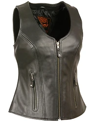 Milwaukee Leather Women's Open Neck Zipper Front Leather Vest