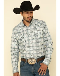 Moonshine Spirit Men's Wash Out Plaid Long Sleeve Western Shirt
