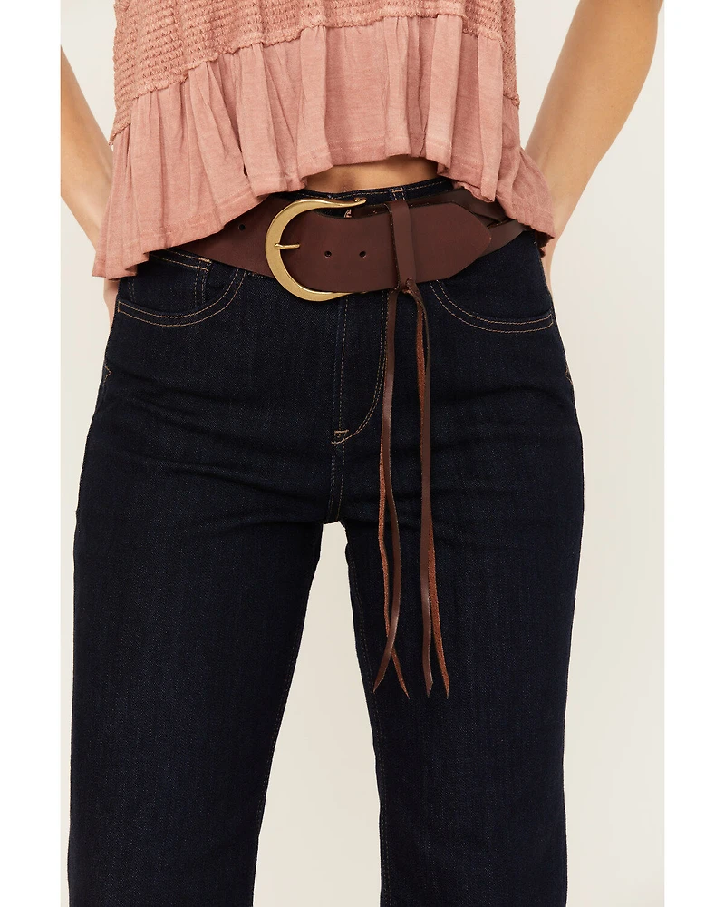Cleo + Wolf Women's Brown Braided Fringe Belt