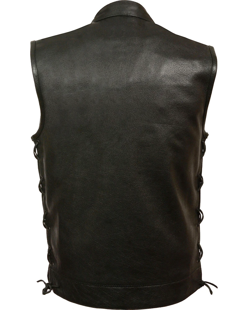 Milwaukee Leather Men's Side Lace Snap / Zip Front Club Style Vest - Big - 4X