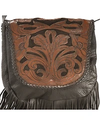 Kobler Leather Black Hand-Tooled Antique Finish Bag