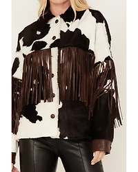 DANCASSAB Women's Taylor Hair-On Hide Fringe Jacket