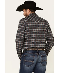 Cinch Men's Modern Fit Navy Large Geo Print Long Sleeve Western Shirt