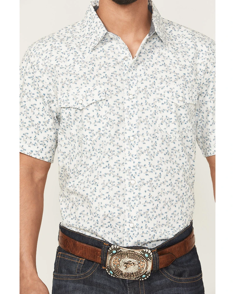 Cody James Rodeo Drive Floral Print Short Sleeve Snap Western Shirt