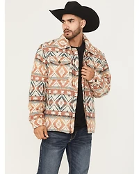 Cripple Creek Men's Southwestern Print Sherpa Lined Blanket Shirt Jacket