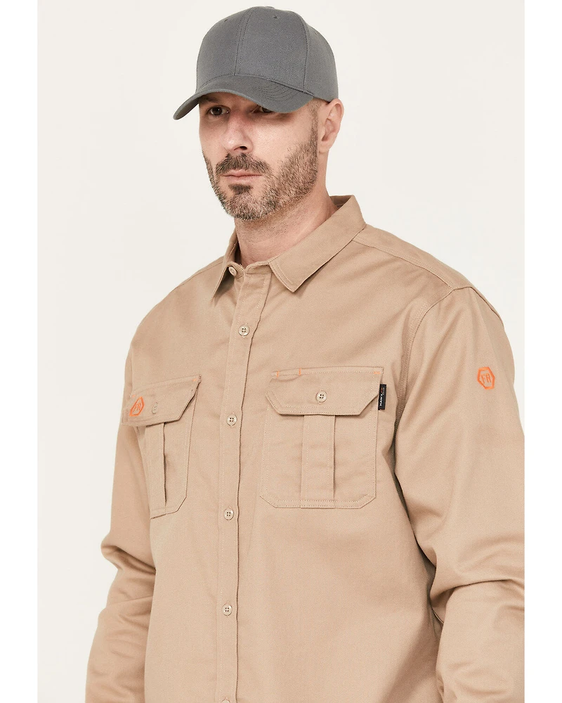 Hawx Men's FR Solid Long Sleeve Button Down Woven Work Shirt - Big & Tall