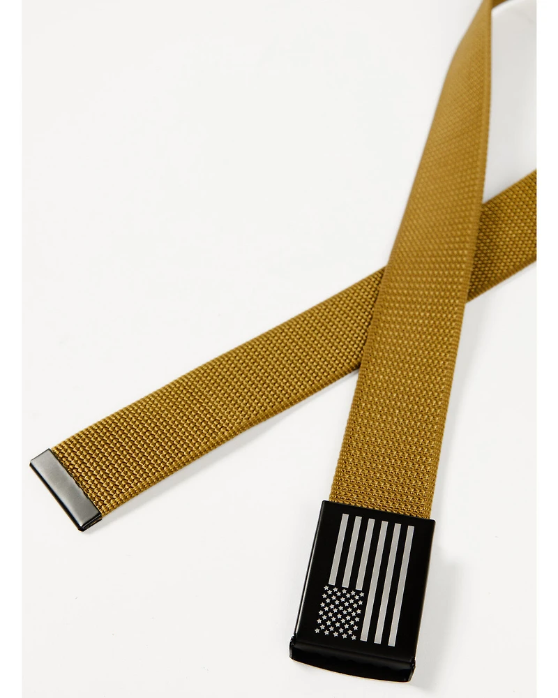 Hawx Men's Antiqued Flag Plaque Buckle Belt