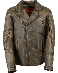 Milwaukee Leather Men's Triple Stitch Extra Long Biker Jacket - 5X