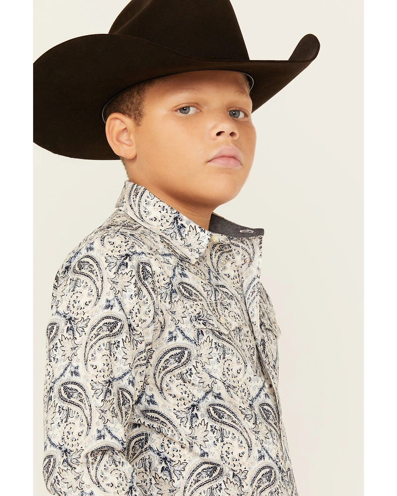 Cody James Boys' Rodeo Runway Paisley Print Long Sleeve Snap Western Shirt