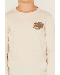 Rock & Roll Denim Boys' Buffalo Print Long Sleeve Graphic T-Shirt