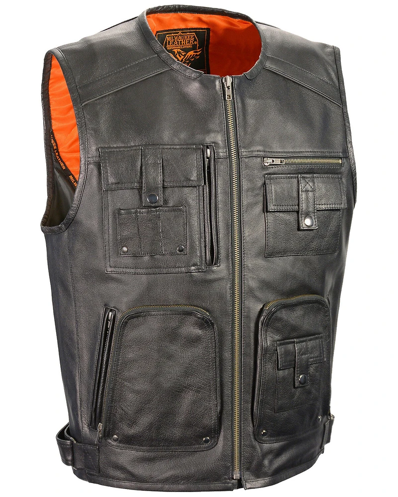 Milwaukee Leather Men's Zipper Front Super Utility Multi Pocket Vest - 3X