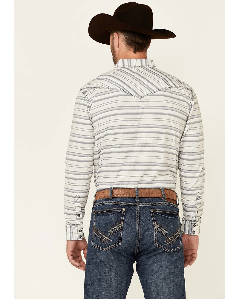 Moonshine Spirit Men's Line Dance Horizontal Stripe Long Sleeve Snap Western Shirt
