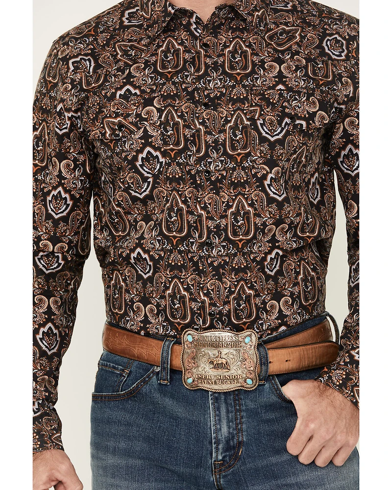 Gibson Men's Reward Medallion Print Long Sleeve Snap Western Shirt