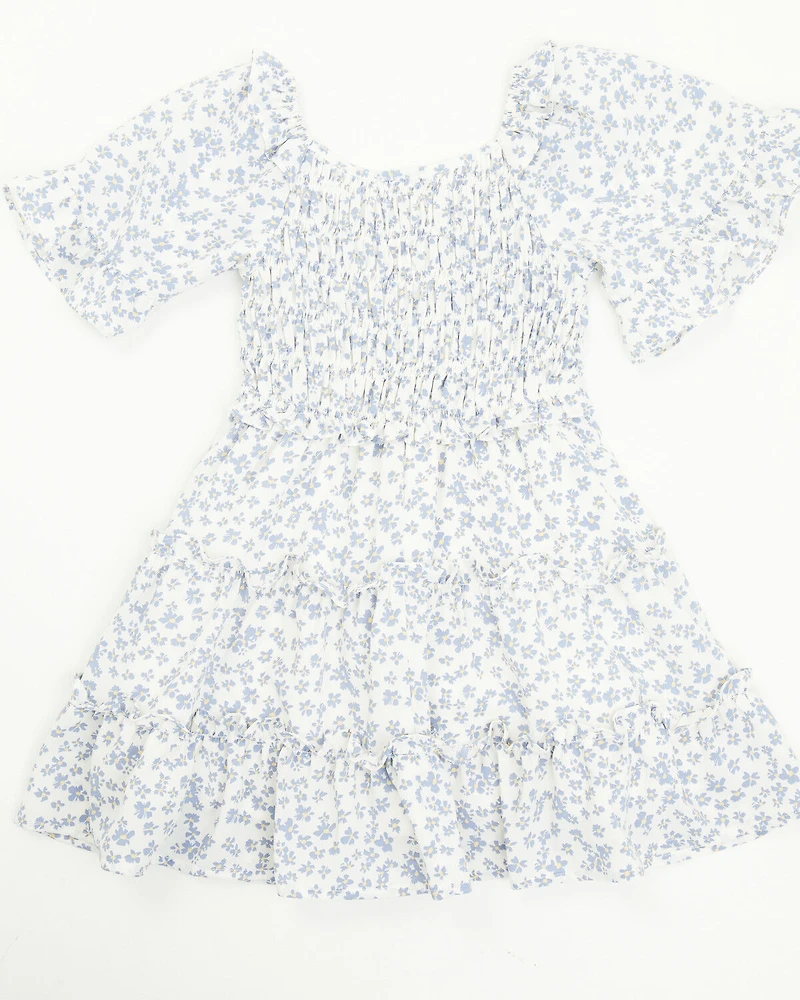 Yura Toddler Girls' Floral Print Puff Sleeve Dress