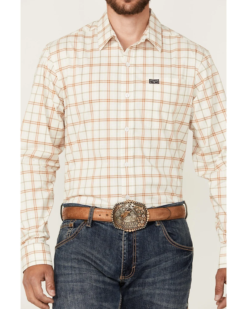 Kimes Ranch Men's Lucas Plaid Print Long Sleeve Button-Down Performance Western Shirt