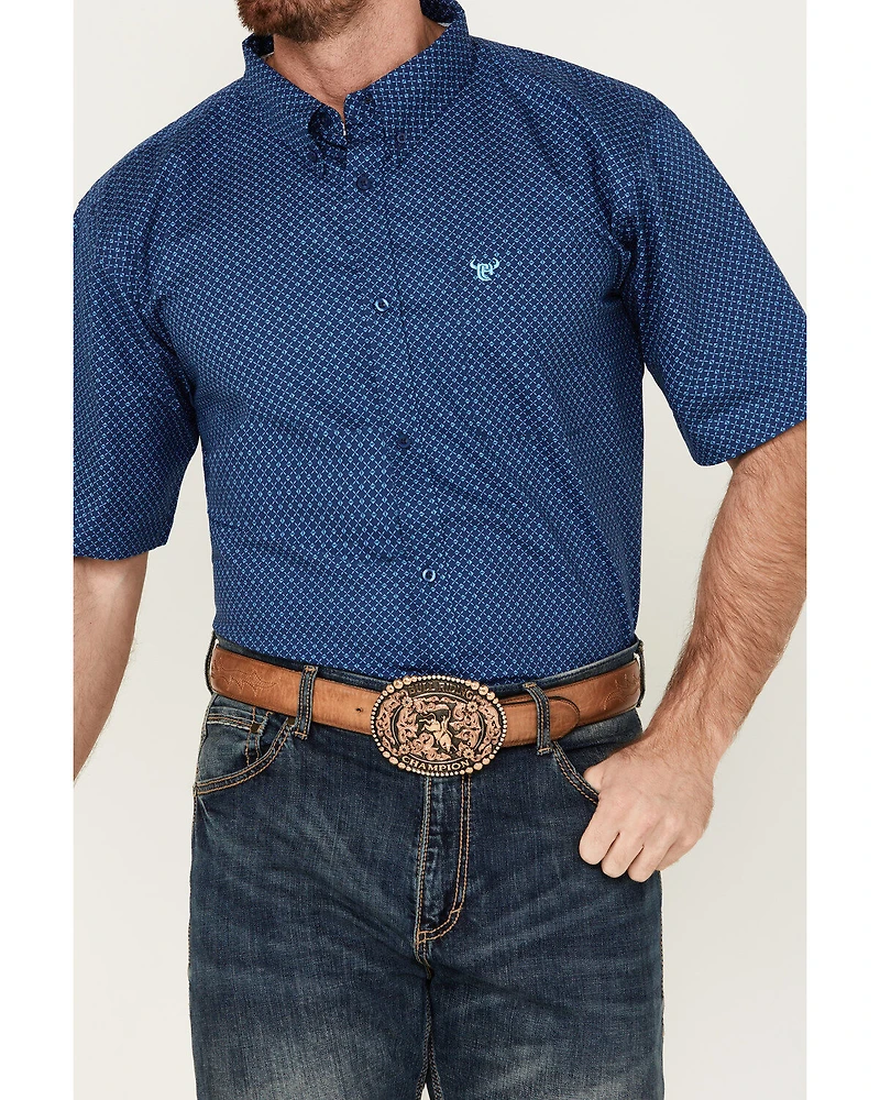 Cowboy Hardware Men's Boot Barn Exclusive Diamond Quilt Geo Print Short Sleeve Button-Down Western Shirt
