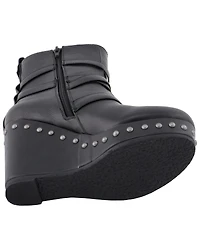 Milwaukee Leather Women's Triple Strap Wedge Boots - Round Toe