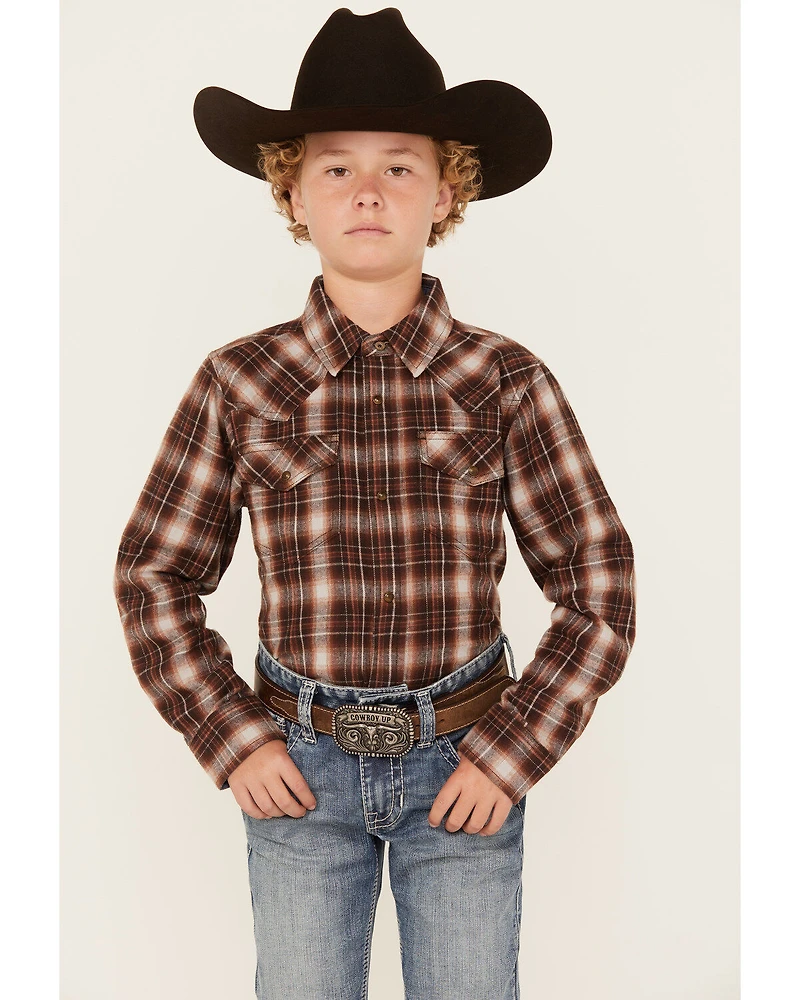 Cody James Boys' Traverse Long Sleeve Snap Flannel Shirt