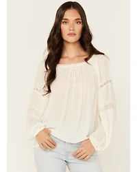 Jolt Women's Lace Trim Peasant Top