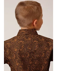 Roper Boys' Paisley Print Long Sleeve Snap Western Shirt