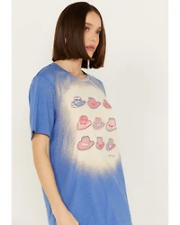 Bohemian Cowgirl Women's Bleach Americana Hats Short Sleeve Graphic Tee