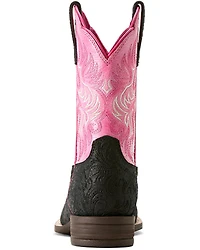 Ariat Girls' Outrider Floral Embossed Western Boots - Broad Square Toe