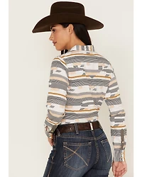 RANK 45® Women's Geo Stripe Print Long Sleeve Stretch Western Riding Shirt