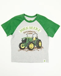 John Deere Toddler Boys' Dirt Makes Me Cuter Short Sleeve Raglan T-Shirt